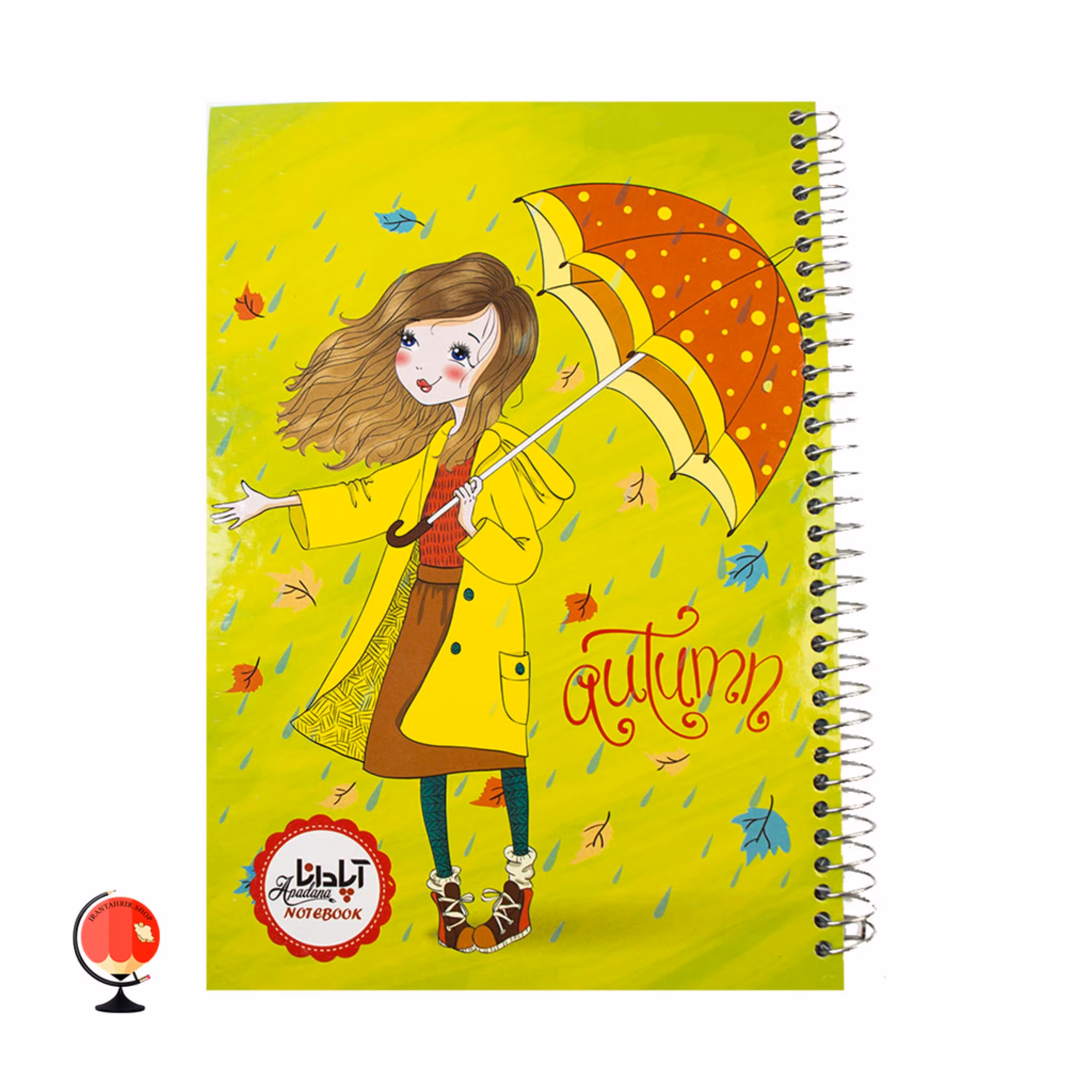 دفتر 100 برگ سیمی جلد سخت برند آپادانا طرح دختر پاییزی کد 1592
