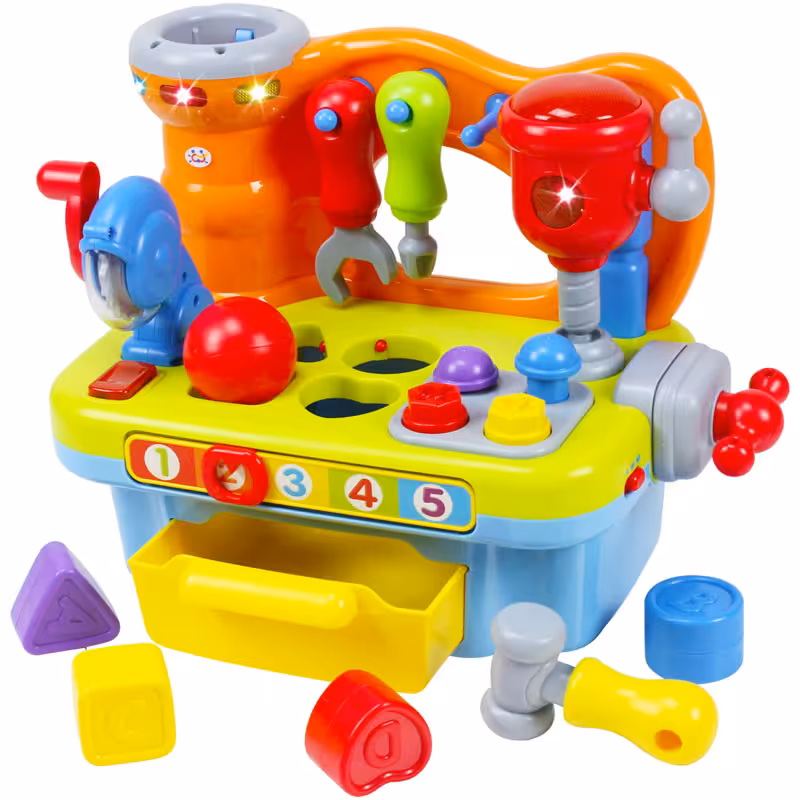 اسباب بازی موزیکال و چراغ دار جعبه ابزار 907 هالی تویز Huile Toys