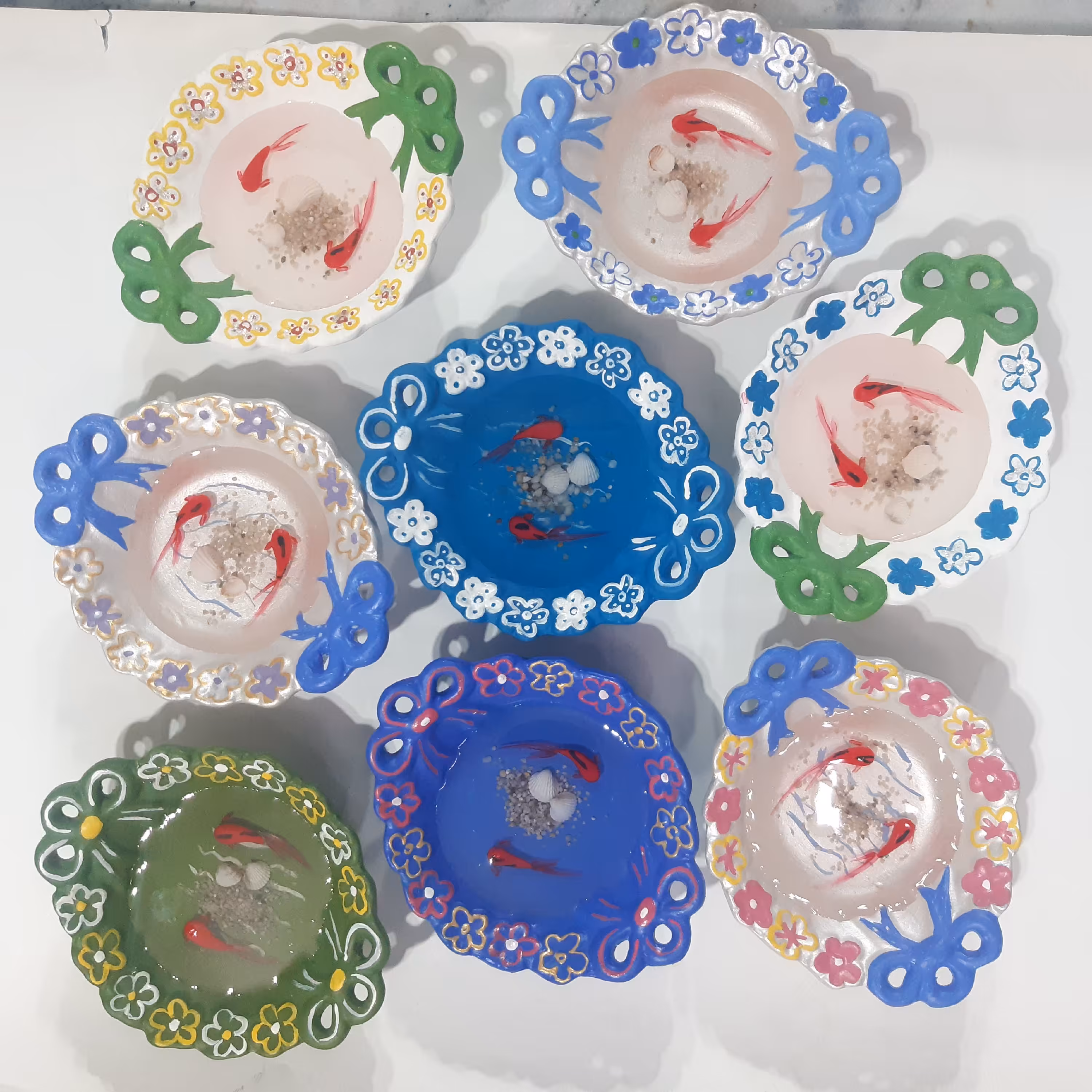 حوضچه ماهی سفالی رزینی  مناسب برای سفره هفت سبن