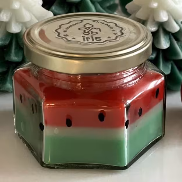 شمع یلدایی هندوانه مدل شیشه ای درب دار