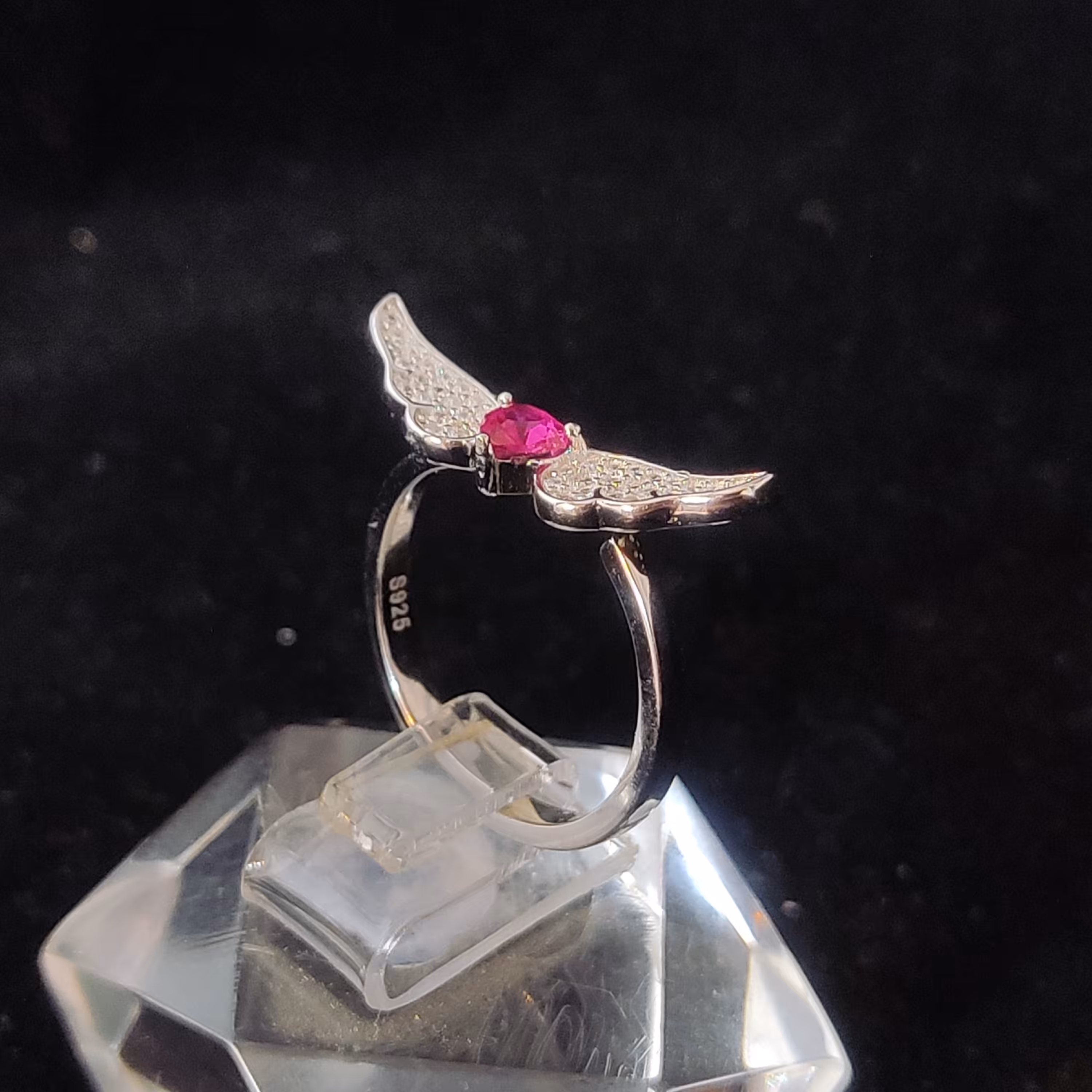 حلقه نقره خارجی مدل قلب پرنده