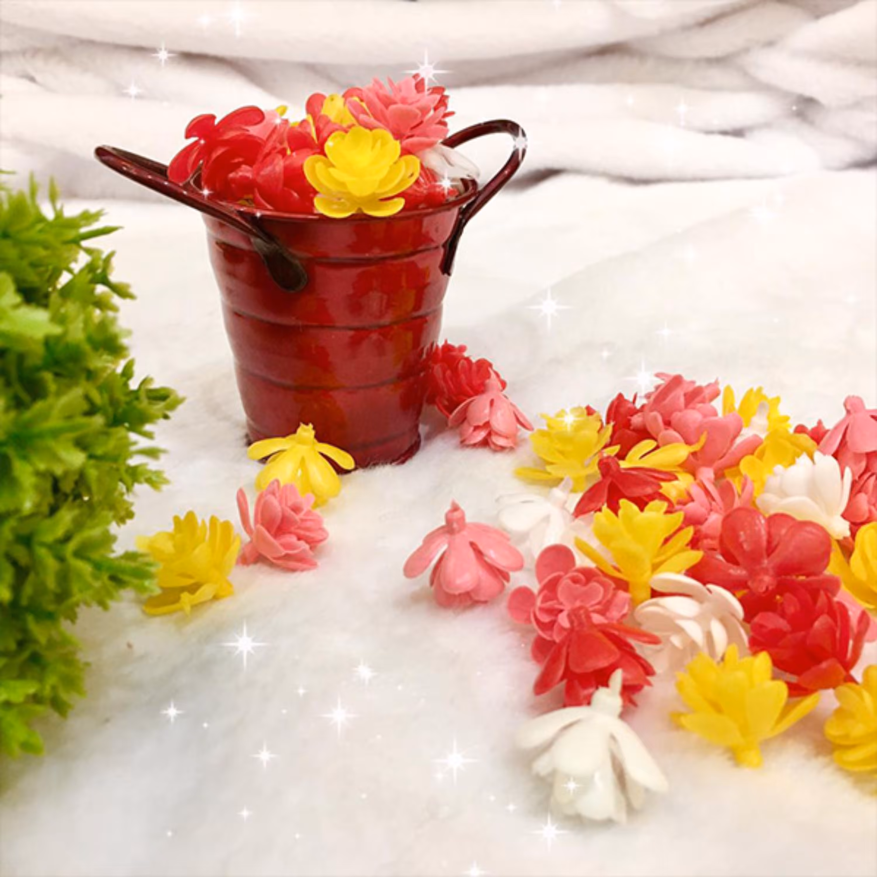 شکوفه مصنوعی رنگ قرمز بسته 50 عددی