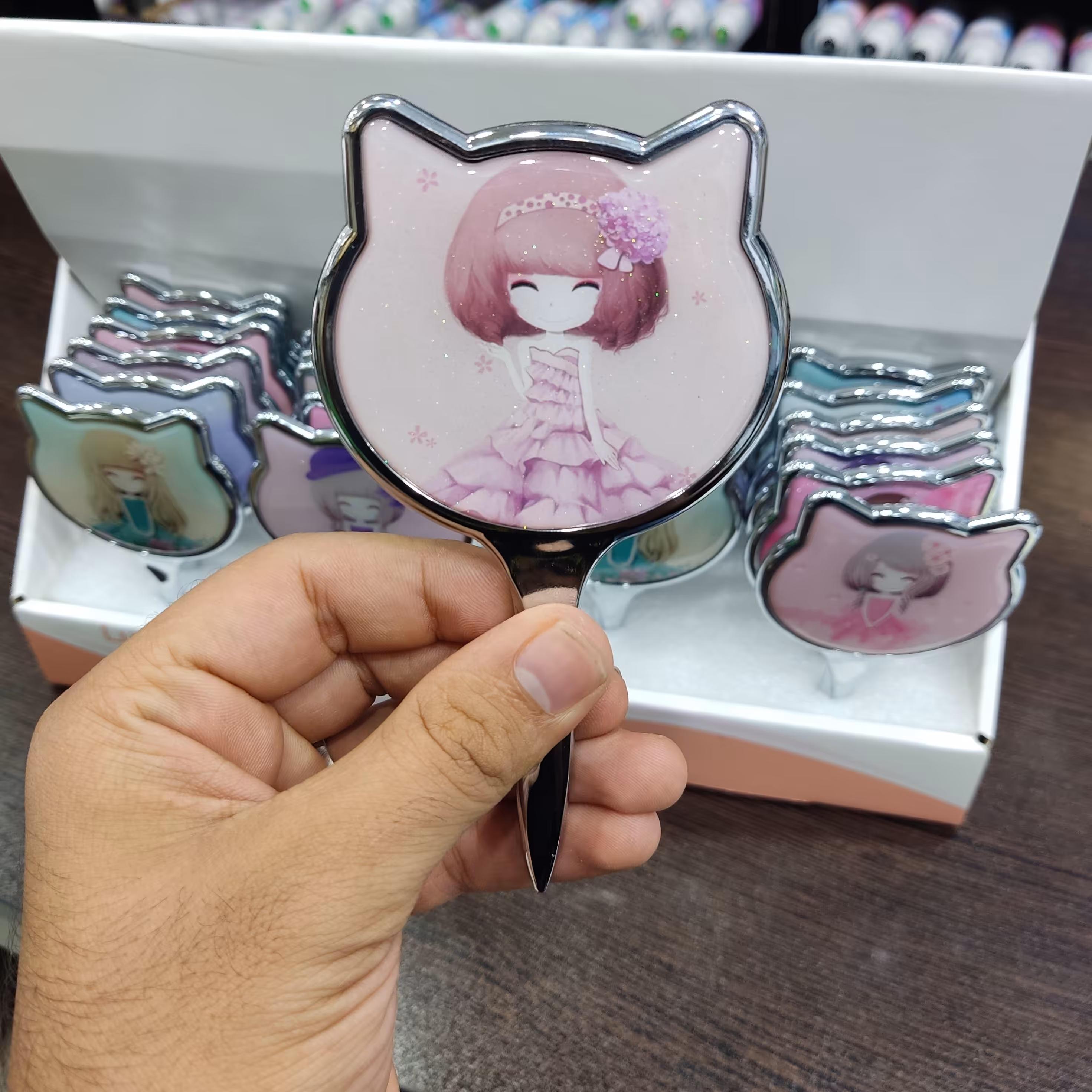 آینه دسته دار فانتزی خارجی پک 24 عددی