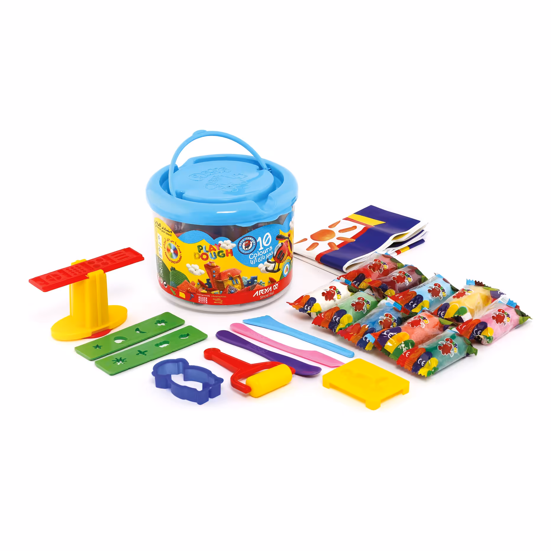 خمیربازی سطلی 10 رنگ آریا