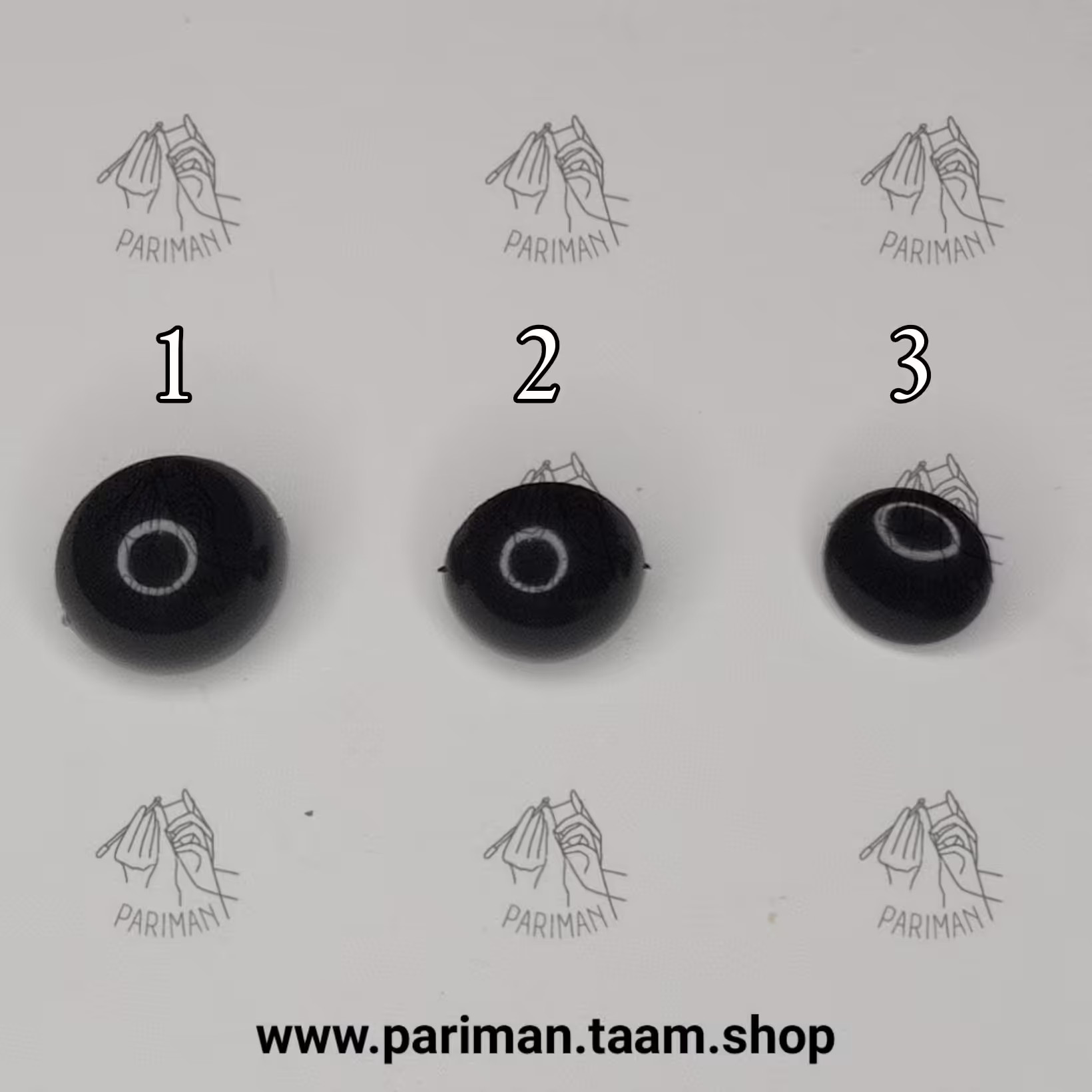 دکمه قارچی مشکی در سه سایز
