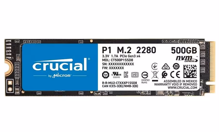 حافظه SSD اینترنال کروشال مدل P1 NVMe PCIe M.2 2280 ظرفیت 500 گیگابایت