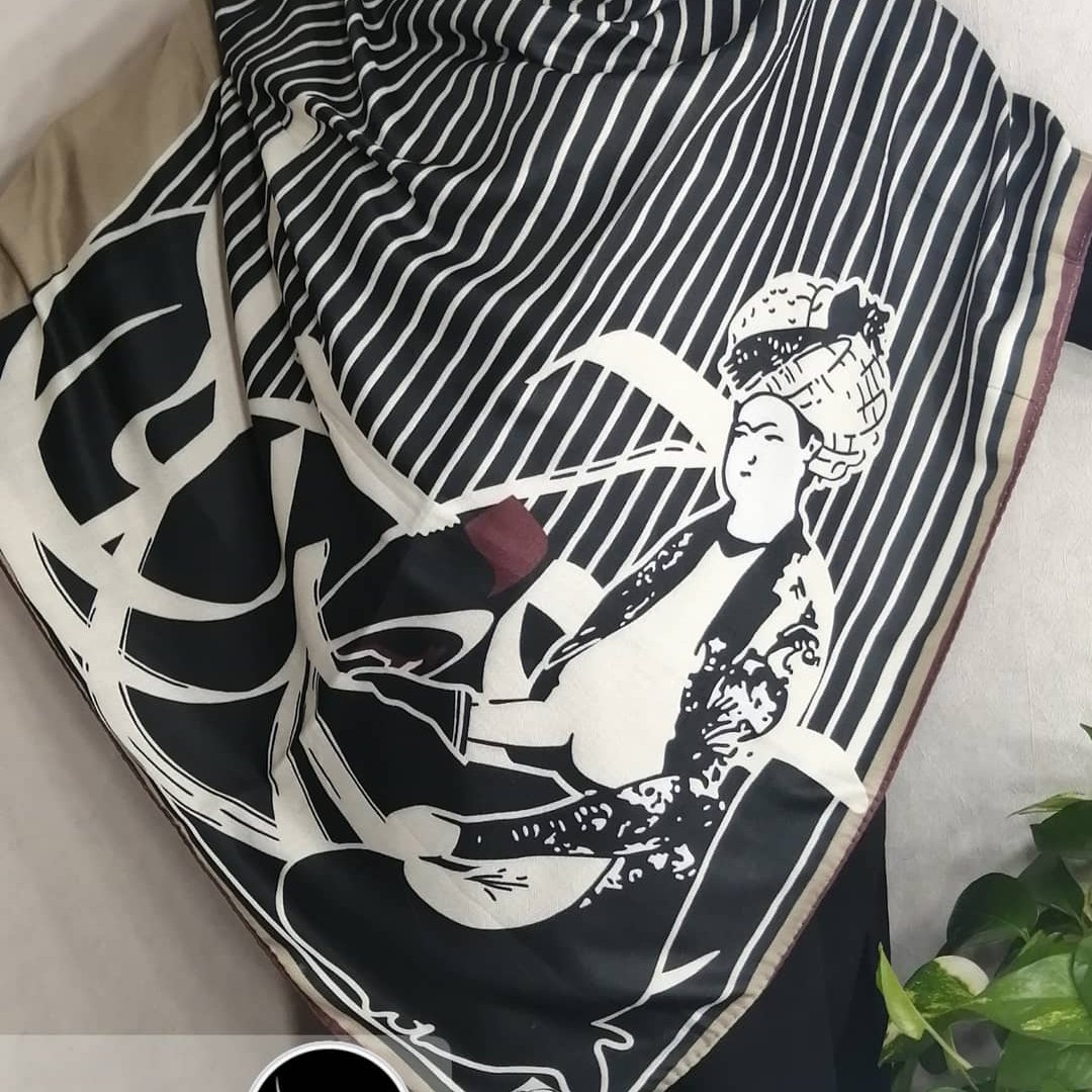 روسری نخی با طرح خاص طهران دور دست دوز قواره140