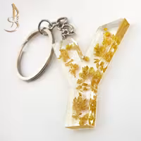 جاکلیدی رزینی حروف انگلیسی حرف Y گل خشک  زرد  (کد 002)