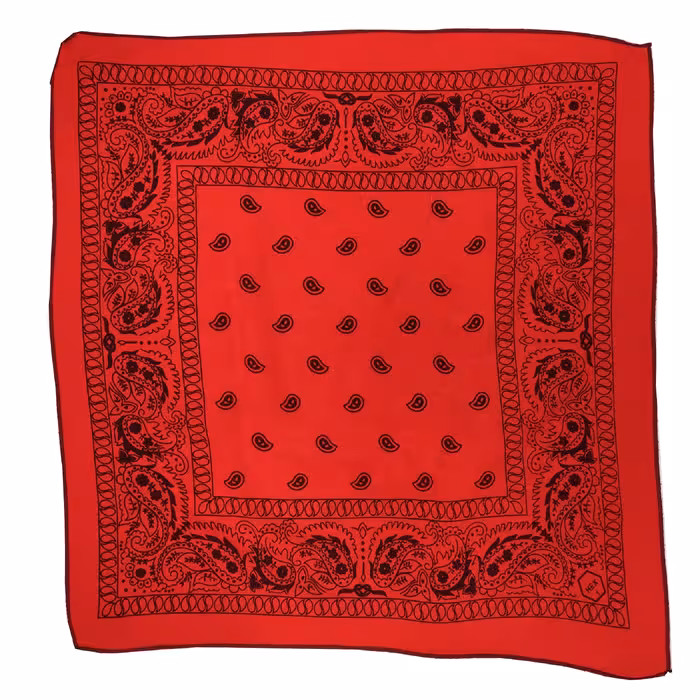 باندانا یا دستمال سر نخی مدل بته جقه اصلی قرمز چاپ مشکی