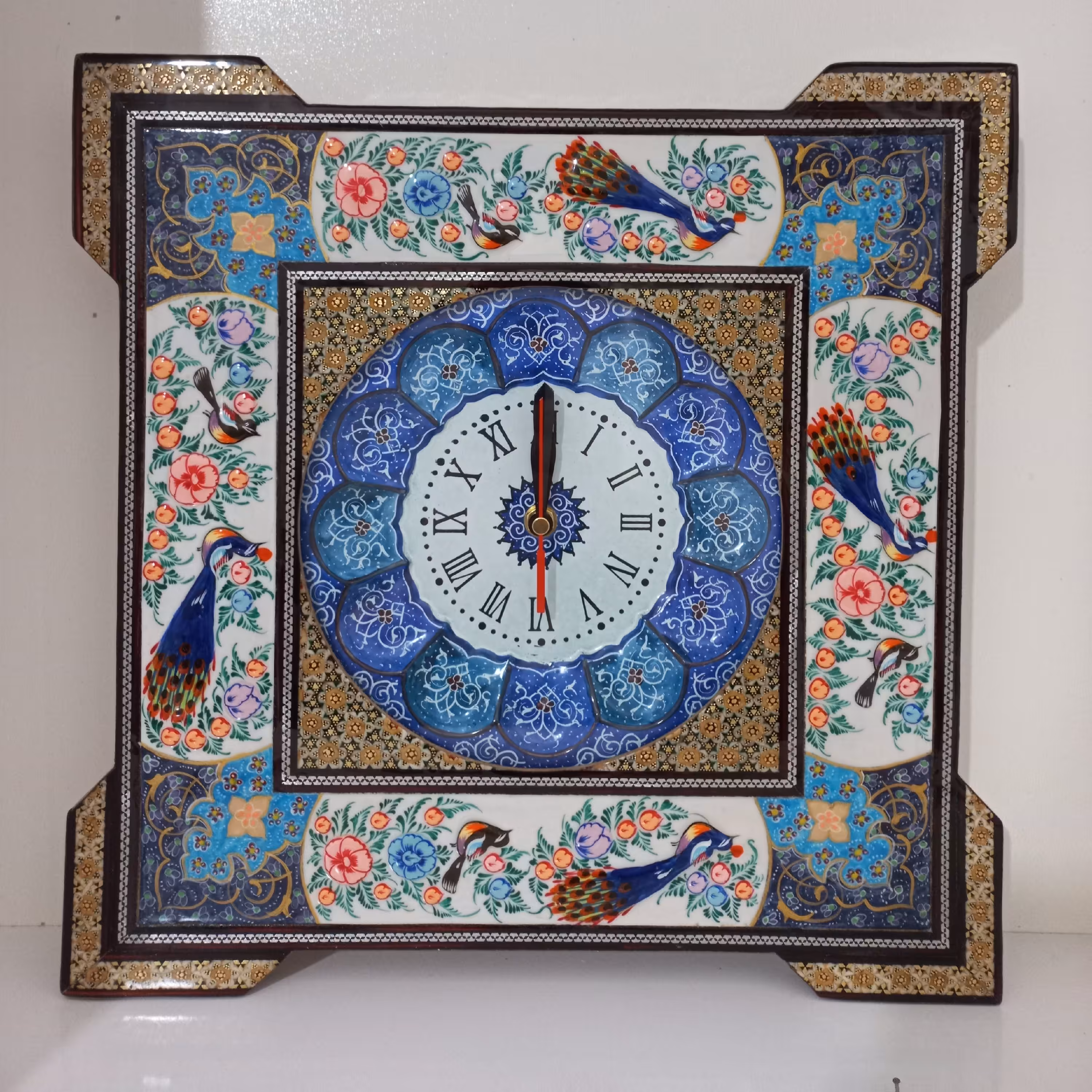 ساعت تلفیق خاتم و مینیاتور مربعی