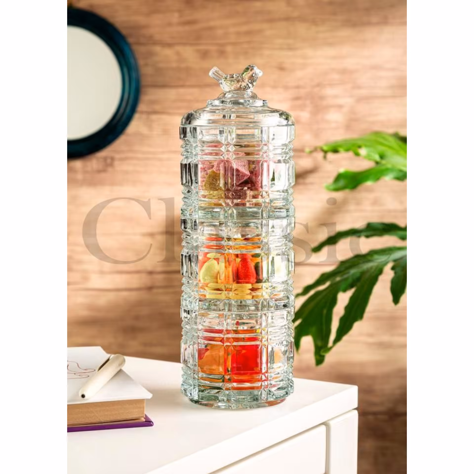 شکلات خوری بلور سه طبقه درب بلبل