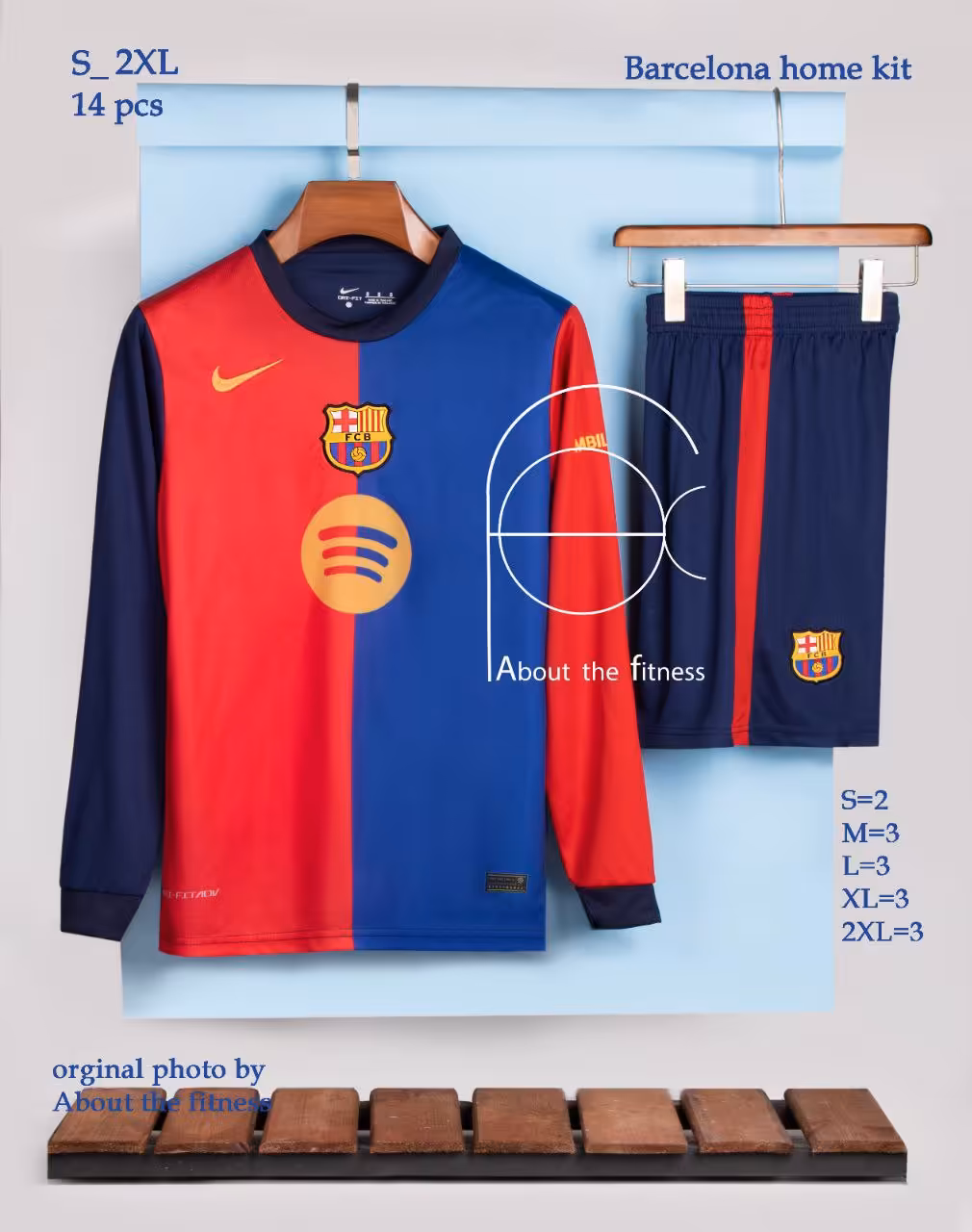 کیت اول بارسلونا فصل 2025-2024 آستین بلند (پیراهن شورت) ورژن هواداری