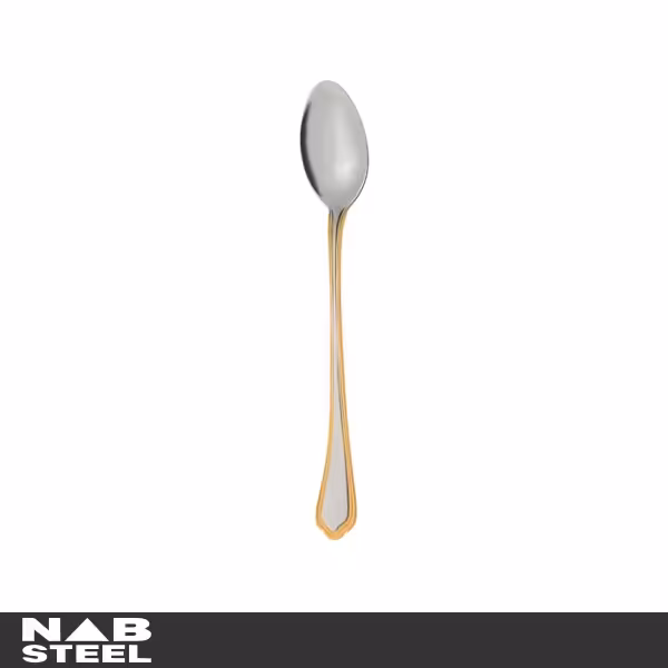 قاشق شربت خوری ناب استیل 6 پارچه مدل ونیز دور طلایی