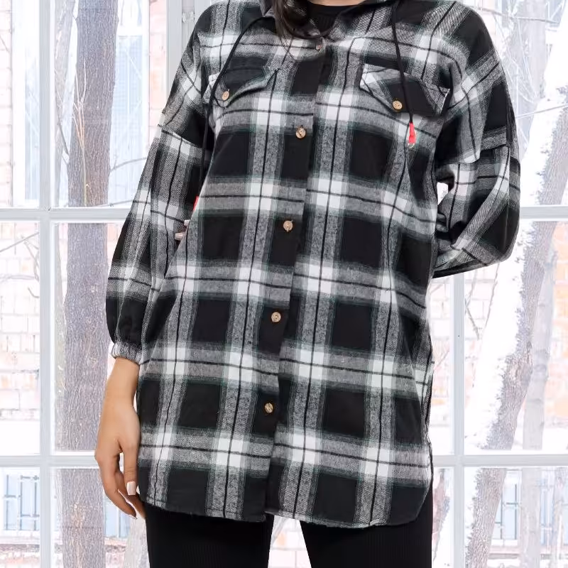 مانتو پشمی کلاه طوسی بند دار  عمده  پک 6 عددی 