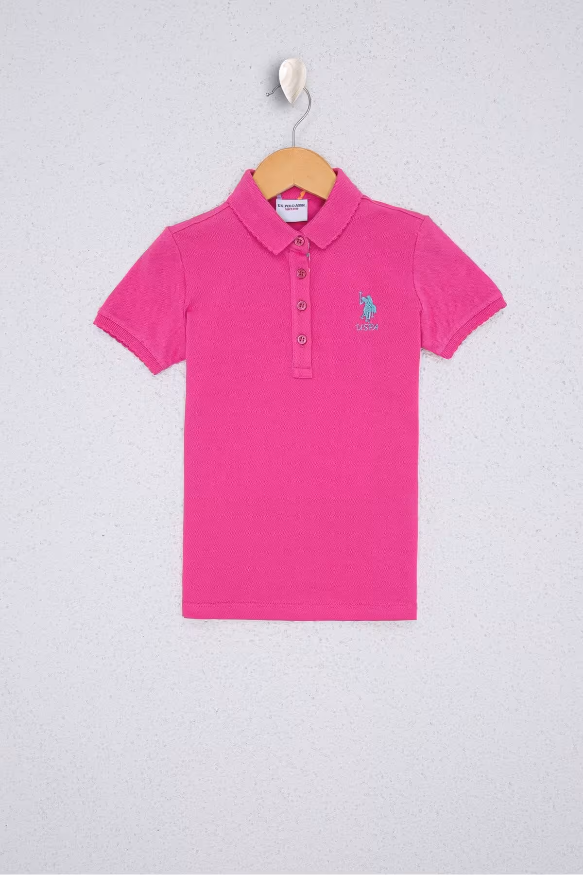 تی شرت یقه پولو صورتی دخترانه و بچگانه اورجینال U.S. Polo Assn.