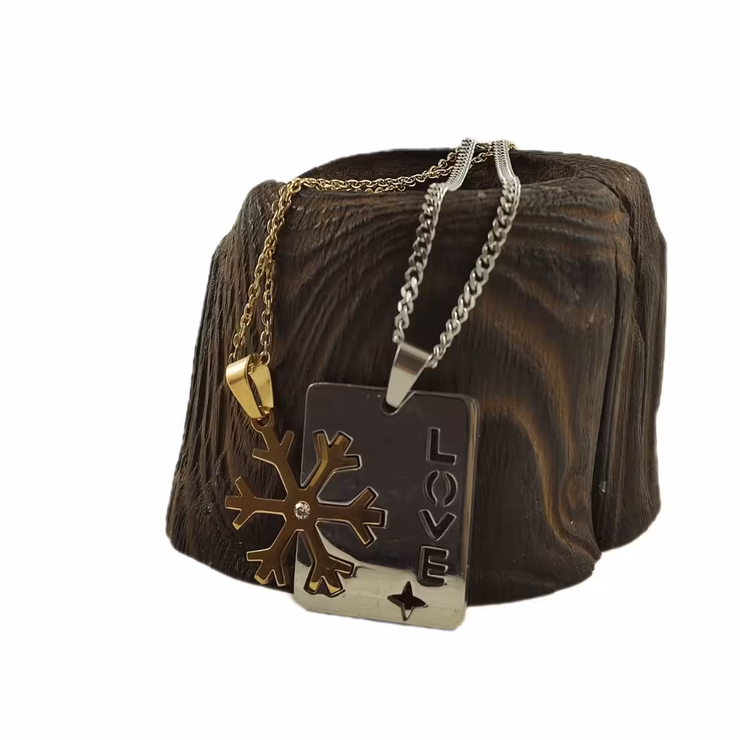 ست استیل عشق طرح دونه برفی  طلایی و نقره ای رنگ ثابت