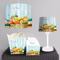 جعبه دستمال و ساعت دیواری طرح سورئال کودکانه با زمینه روشن BA-7048