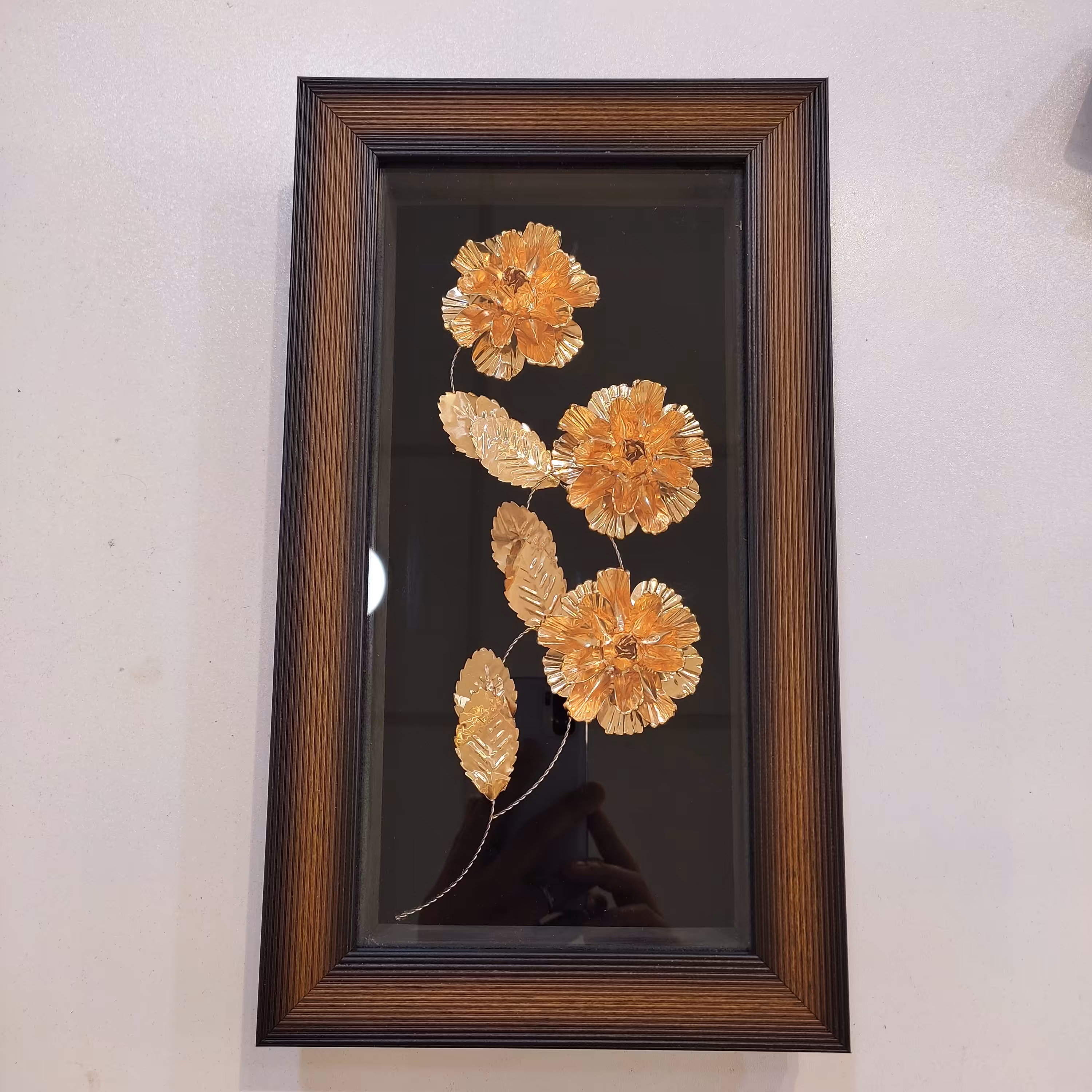 تابلو سه گل مسی (نانو شده)قاب قهوه ای