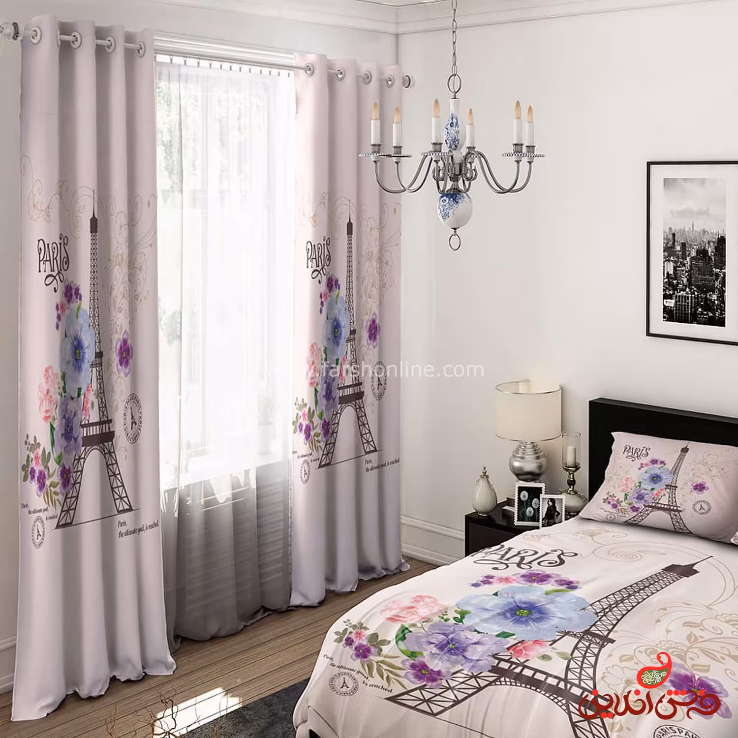 پرده 2 عددی کد 15421/1 طرح برج ایفل