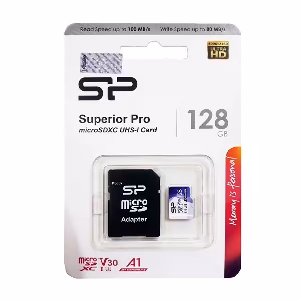 کارت حافظه میکرو سیلیکون پاور 128 گیگ silicon power Superior Pro با آداپتور
