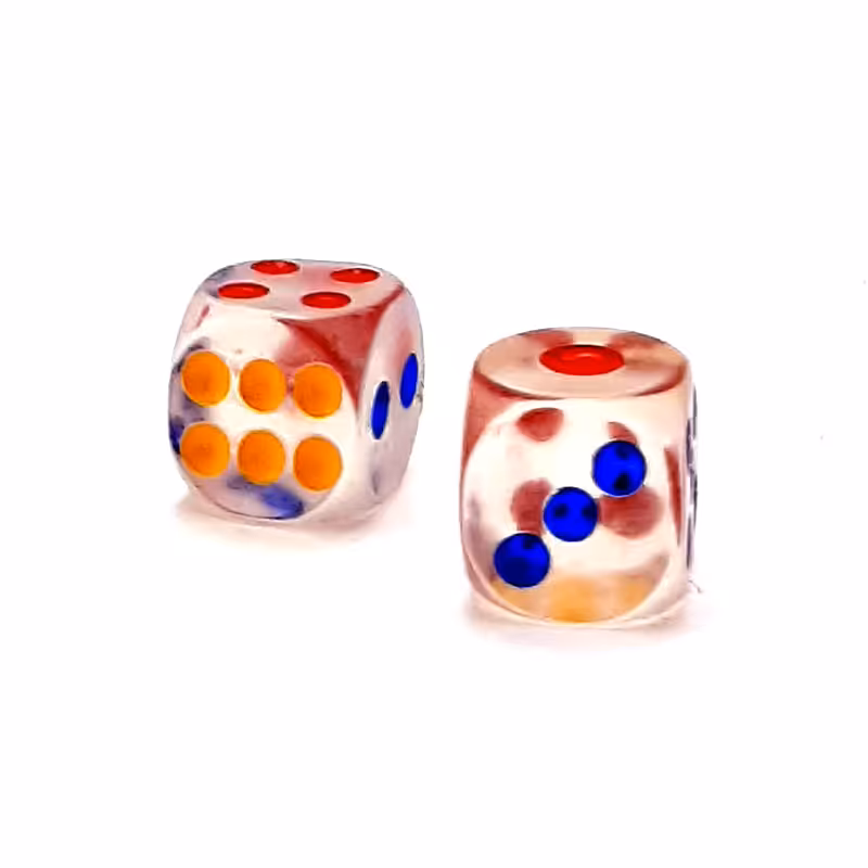 خرید تاس پلاستیکی شفاف رنگی جفتی