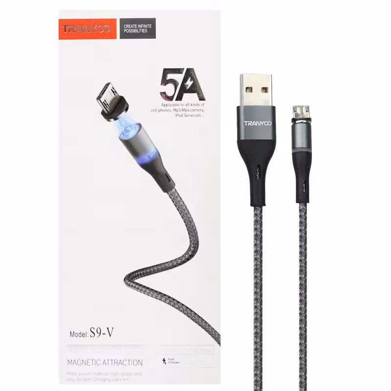 کابل میکرو یو اس بی فست شارژ مگنتی Tranyoo S9-V 5A 1m