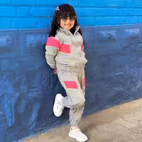 ست سویشرت و شلوار مشترک دخترانه و پسرانه M405 برشاد رنگ ملانژ-صورتی سایز 104