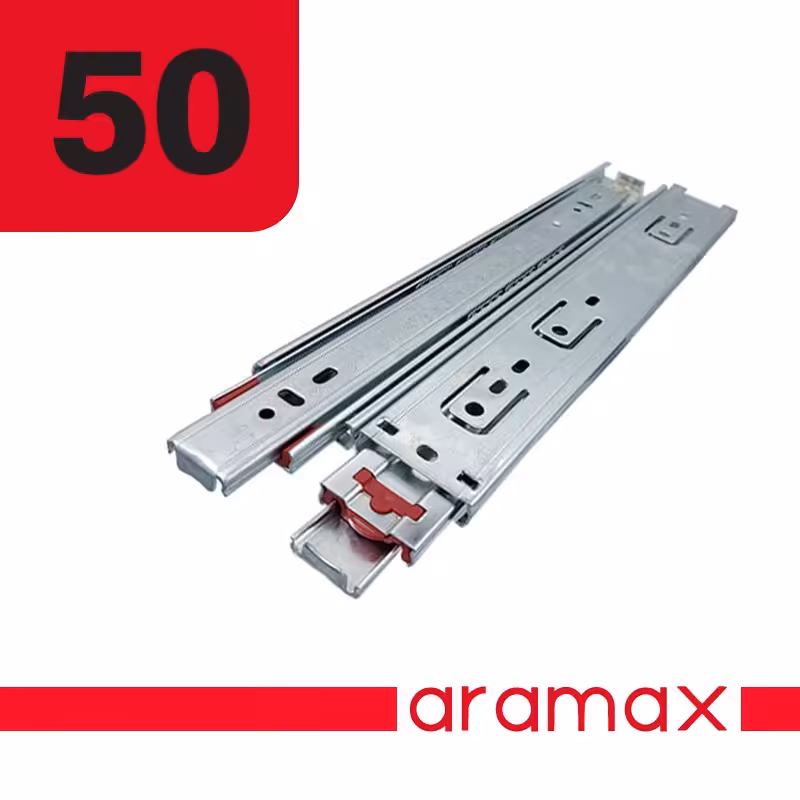 ریل ساچمه ای  سه تیکه 50 سانتی متری بسته 2 عددی (آلمینیومی درجه 1) مدل aramax