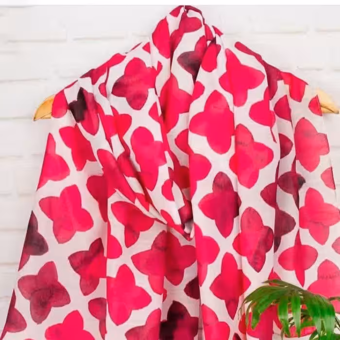 شال زنانه نخی  فانتزی زمینه سفید 