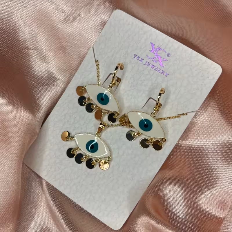 نیم ست چشم نظر آویز پولکی