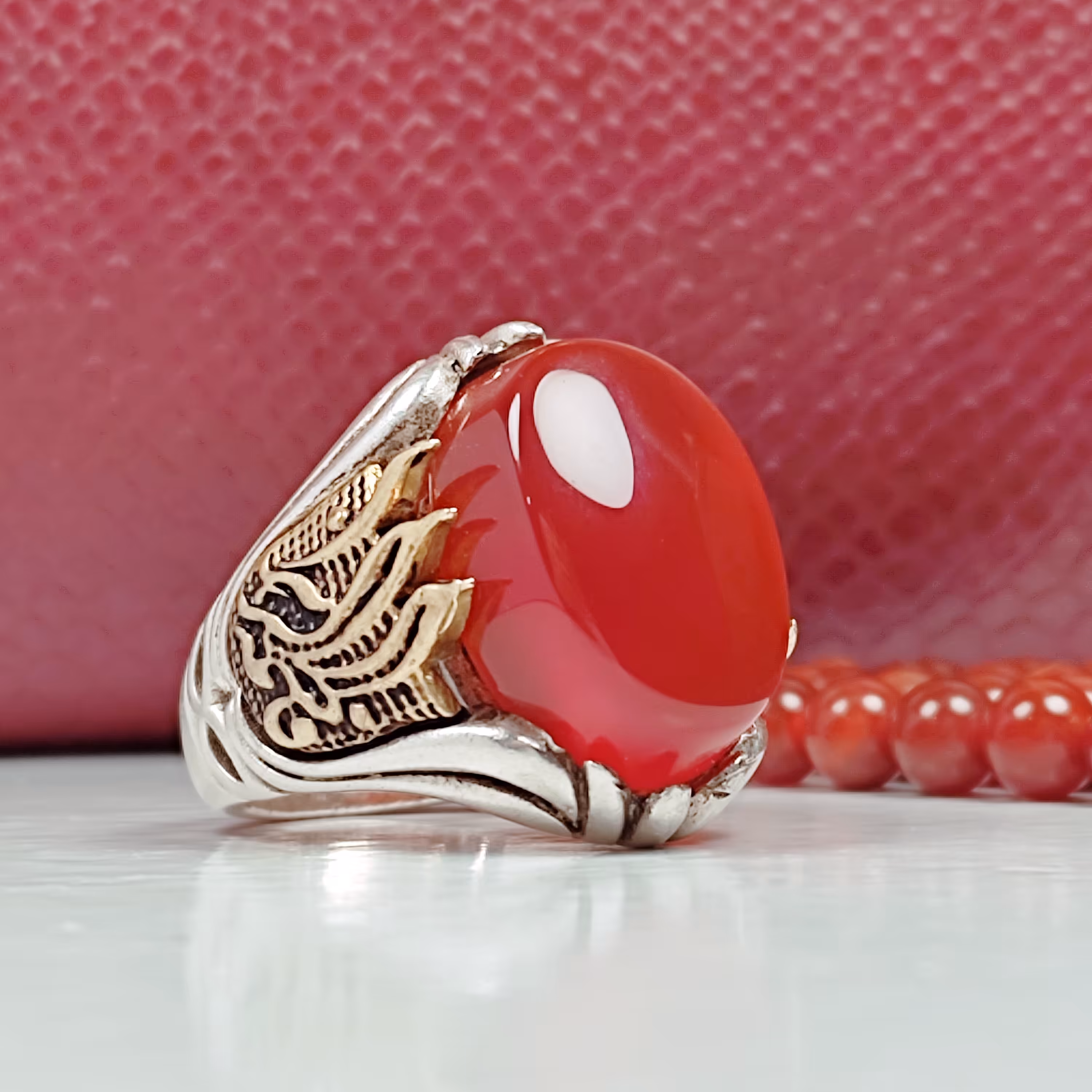 انگشتر مردانه عقیق سرخ خراسان خوشرنگ