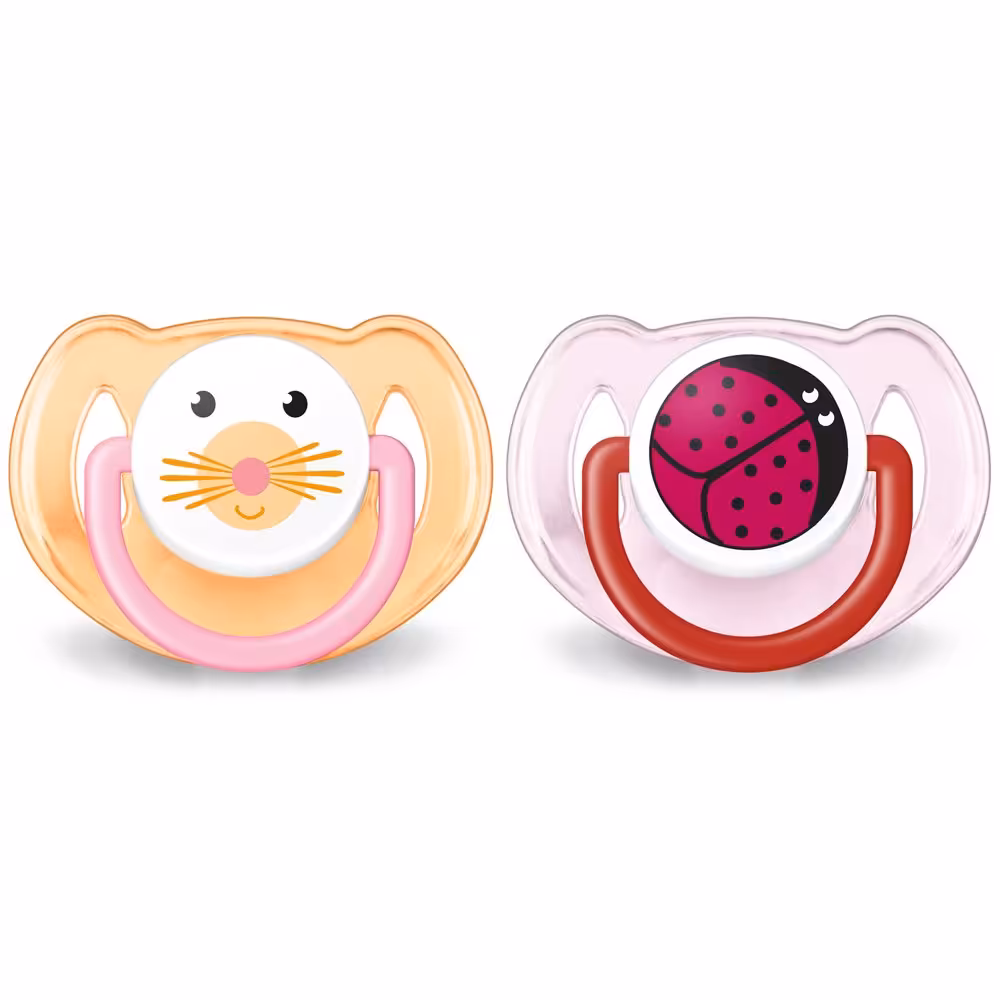 پستانک 6-18 ماه کد 182/64 طرح حیوانات صورتی avent