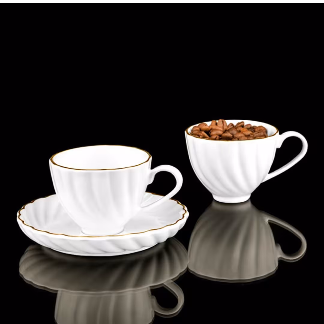 ست قهوه خوری سرامیک لمون طرح 518 کارمن لب طلا