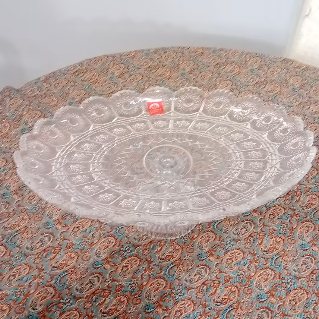 شیرینی خوری پایه دار بیضی کریستال خارجی مارک ساکورا طرح خورشیدی 