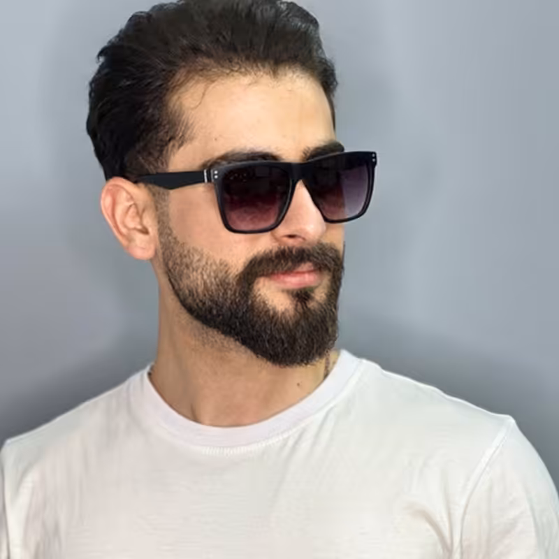 عینک آفتابی اورجینال مردانه برند ری بن مربعی یووی 400