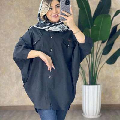 پانچو زنانه کتان کش مدل مانتو پانچو 200369