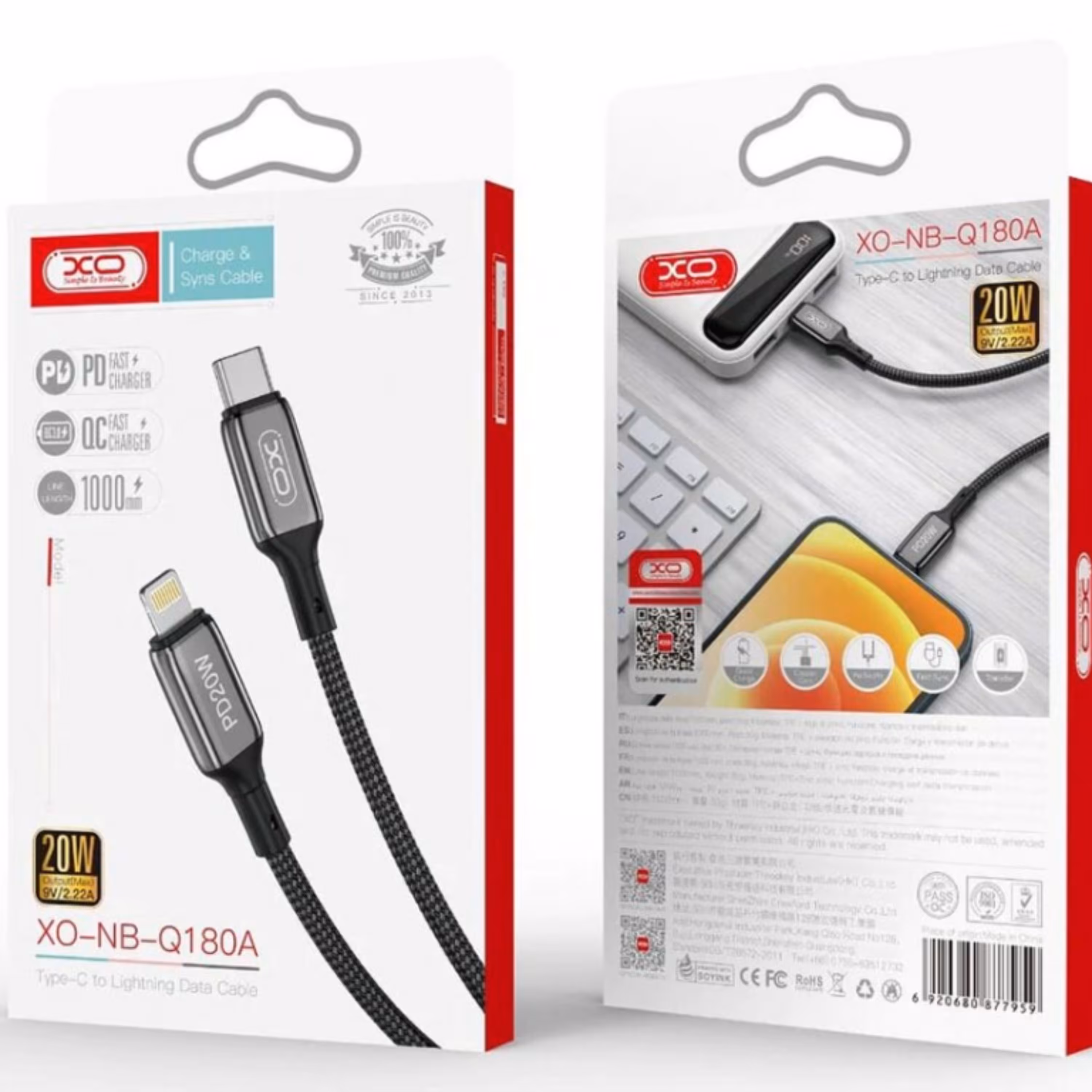 کابل شارژ  تایپ سی به اپل XO مدل Q180A