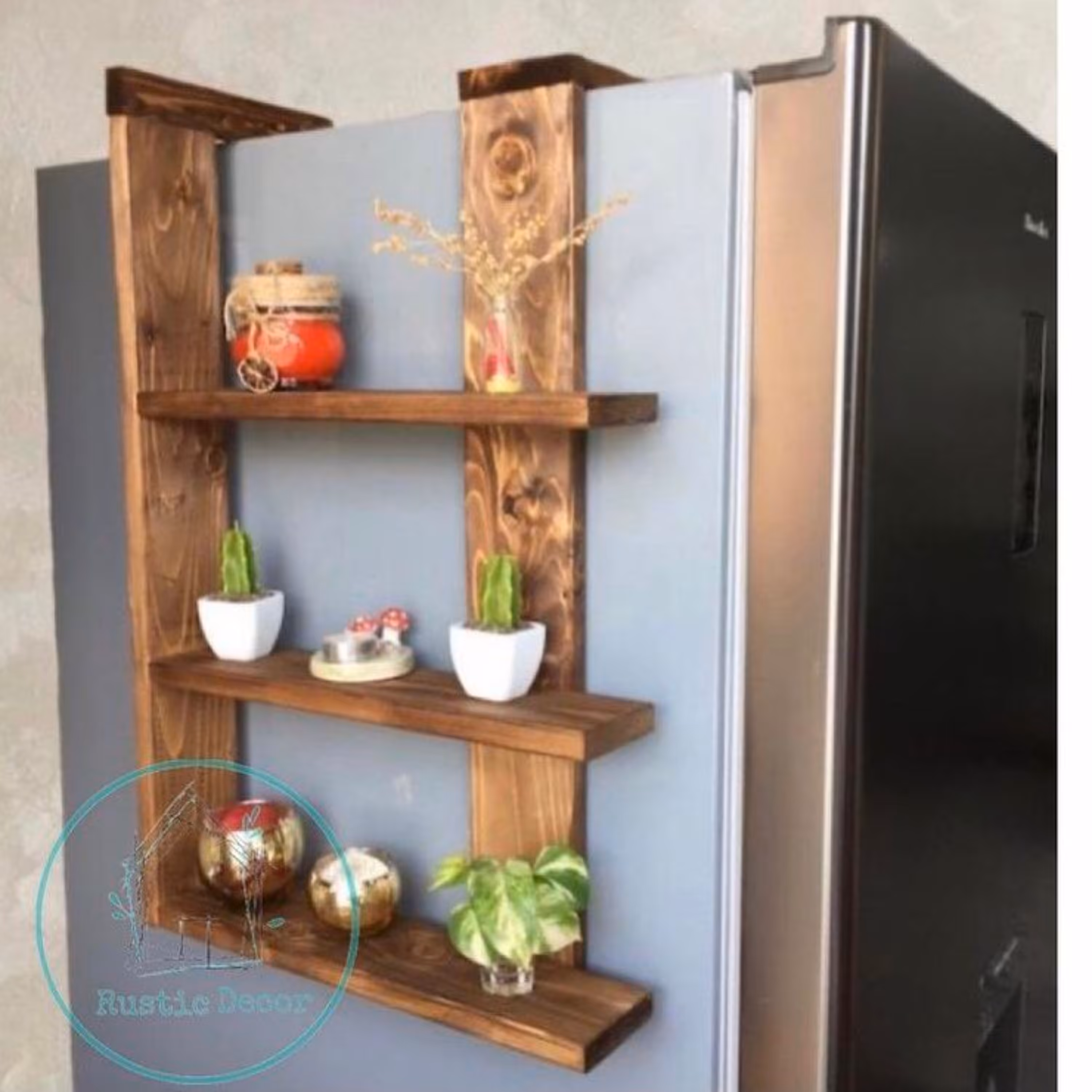 شلف دیواری کنار یخچال روستیک دکور مدل W1211 