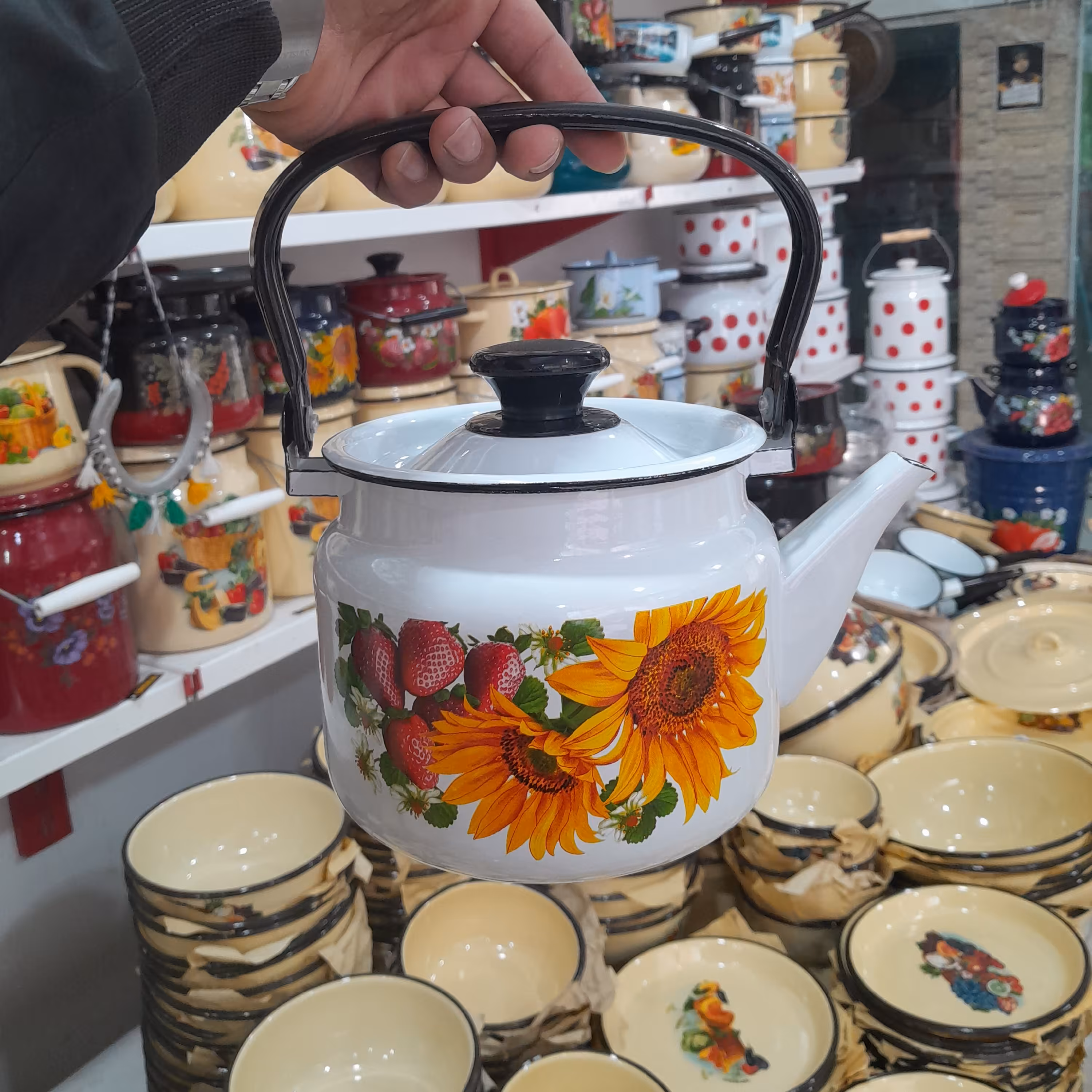 کتری لعابی گل آفتابگردان