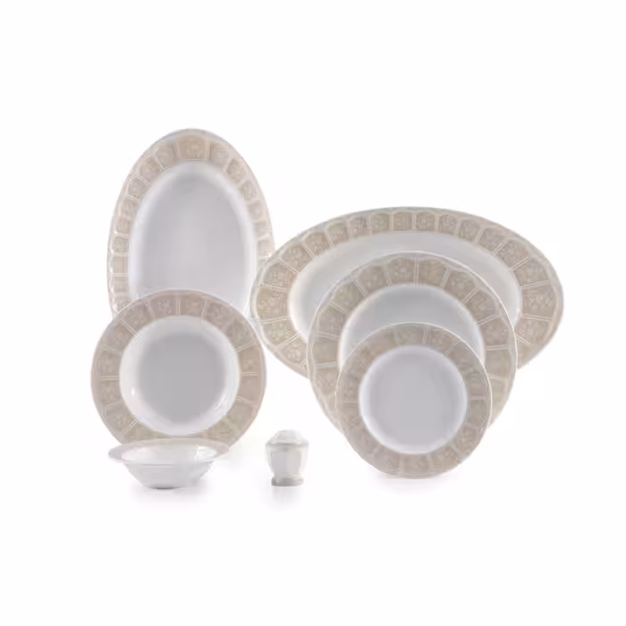 سرویس چینی زرین 6 نفره غذاخوری آرتمیس کرم (29 پارچه)