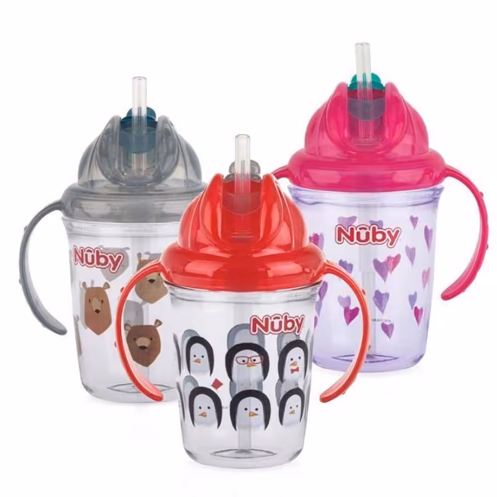 لیوان آموزشی 12  ماه دسته دار نابیNuby ظرفیت 240 میلی لیتر