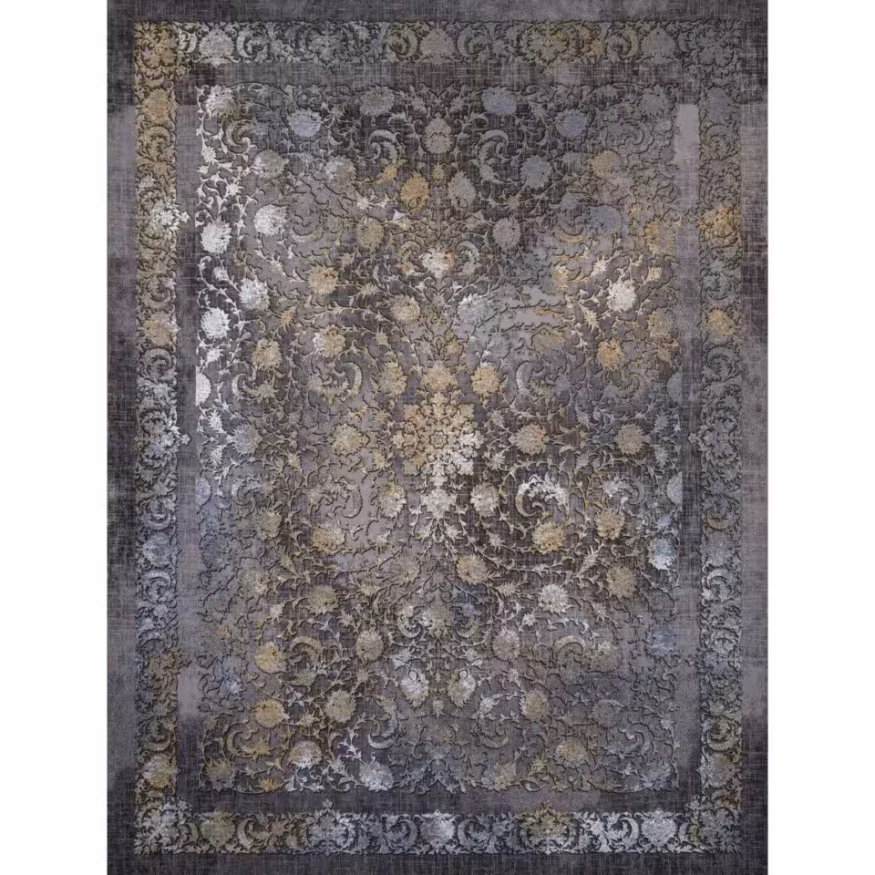 فرش 1200 شانه گل برجسته 12 متری طرح میلان زغالی(هزینه ارسال بصورت پس کرایه و در مقصد)