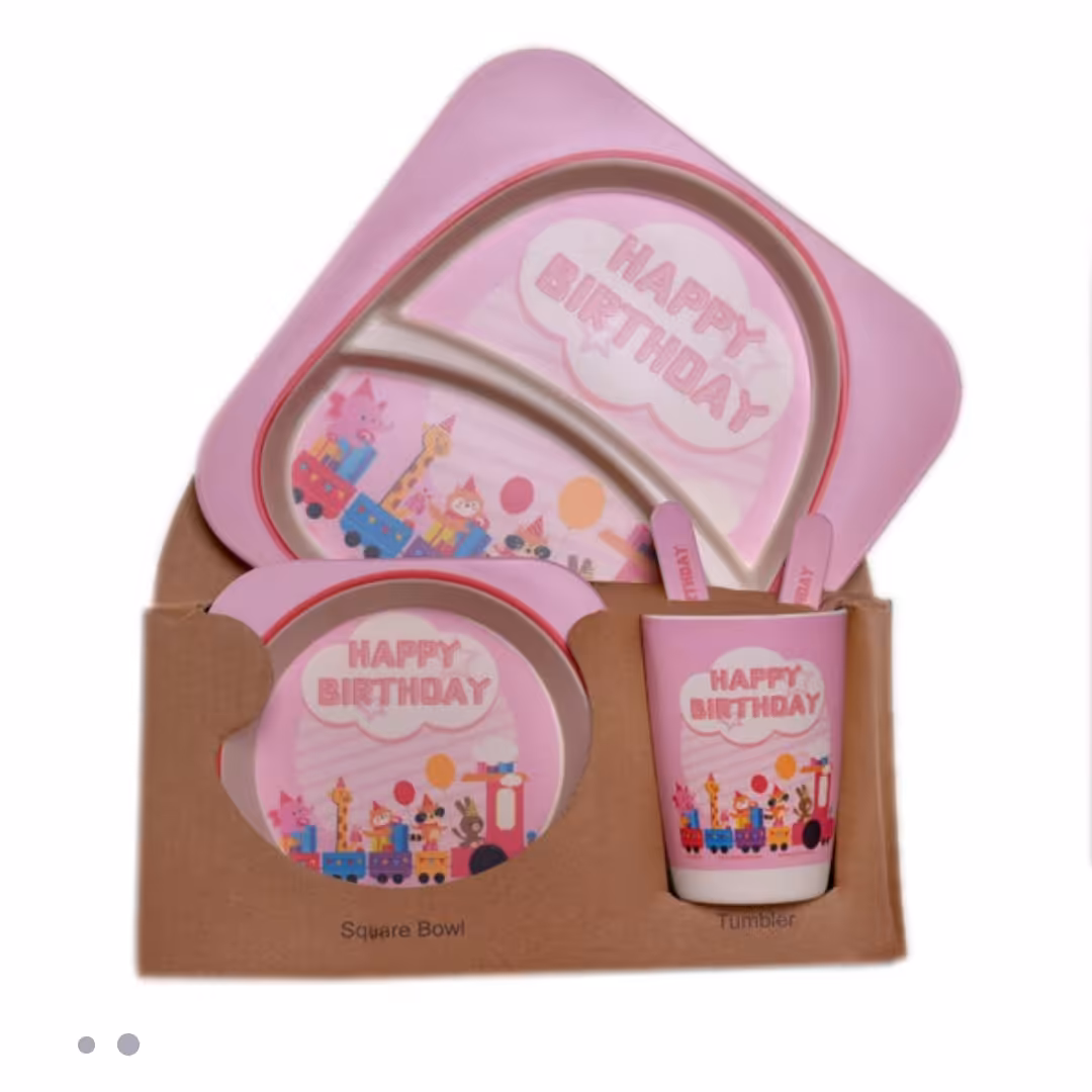 ظرف غذا 5 تکه بامبو تولدت مبارک