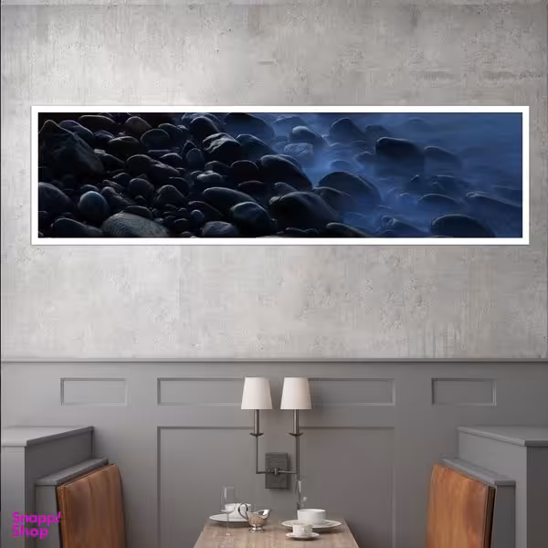 تابلو بکلیت طرح ساحل و سنگ دریا مدل کشیده W-7743