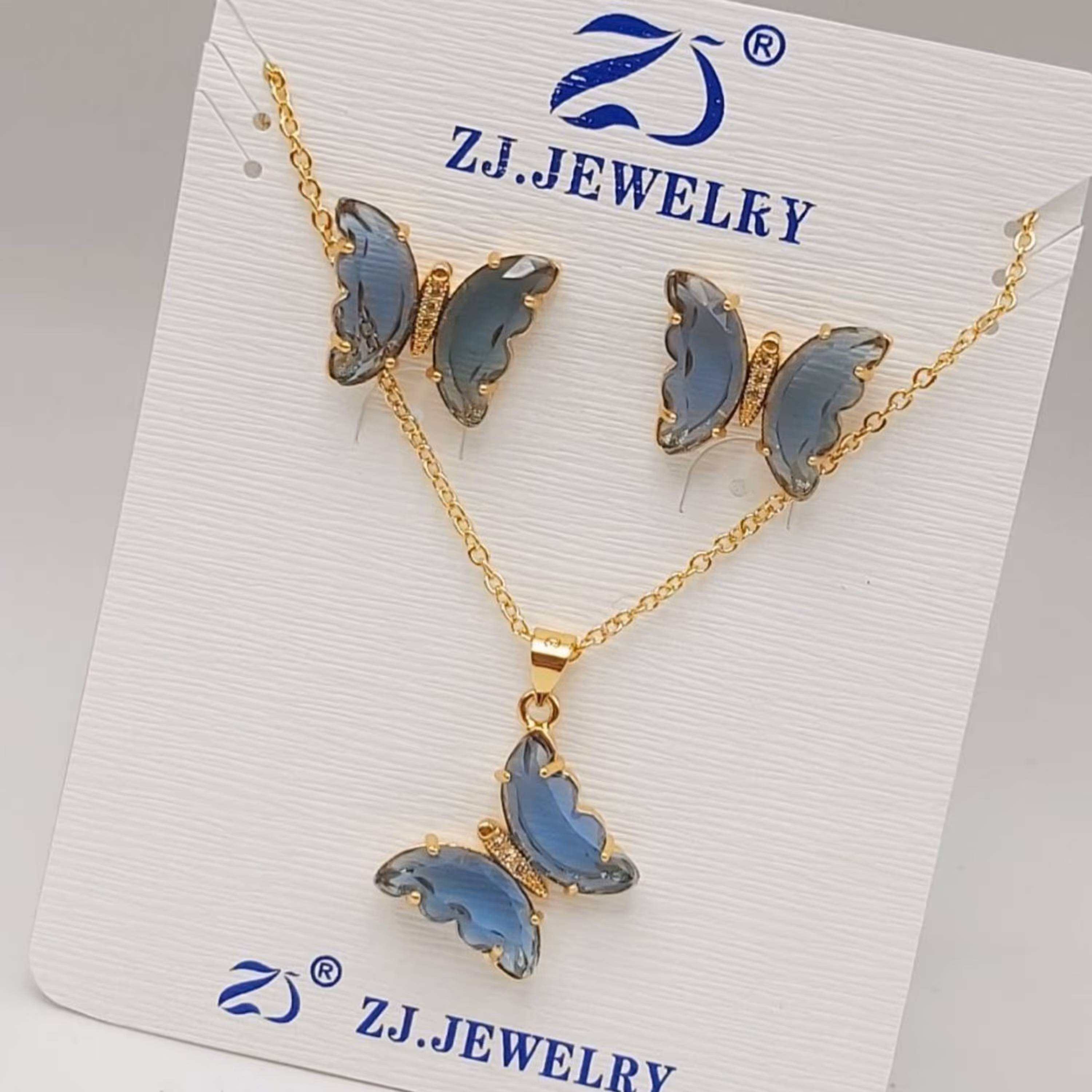 نیم ست دخترانه مدل پروانه ای رنگ ابی جذاب برند zj