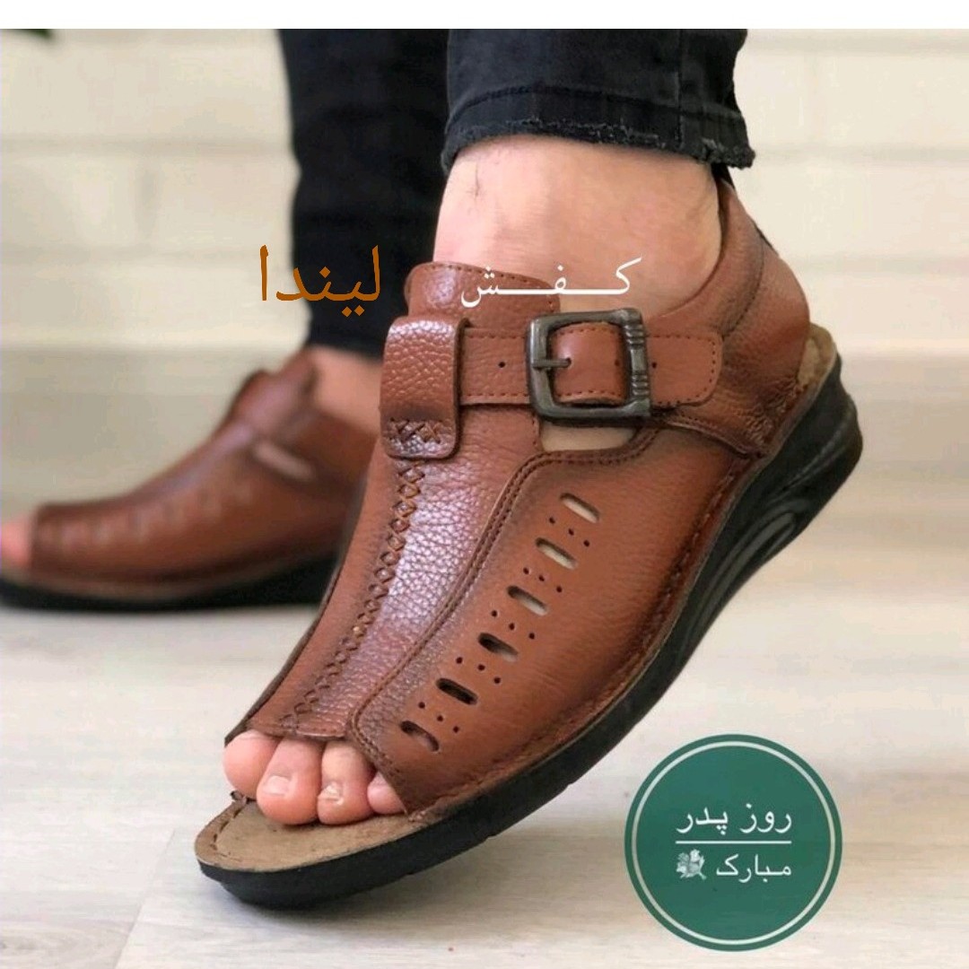 صندل تابستانه مردانه چرم طبیعی تبریز