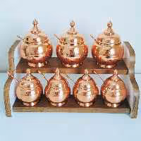 پاسماوری و جا ادویه مسی 7 تایی چکشی و نانو شده  (ضخیم و باکیفیت )