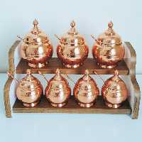 پاسماوری و جا ادویه مسی 7 تایی چکشی و نانو شده  (ضخیم و باکیفیت )