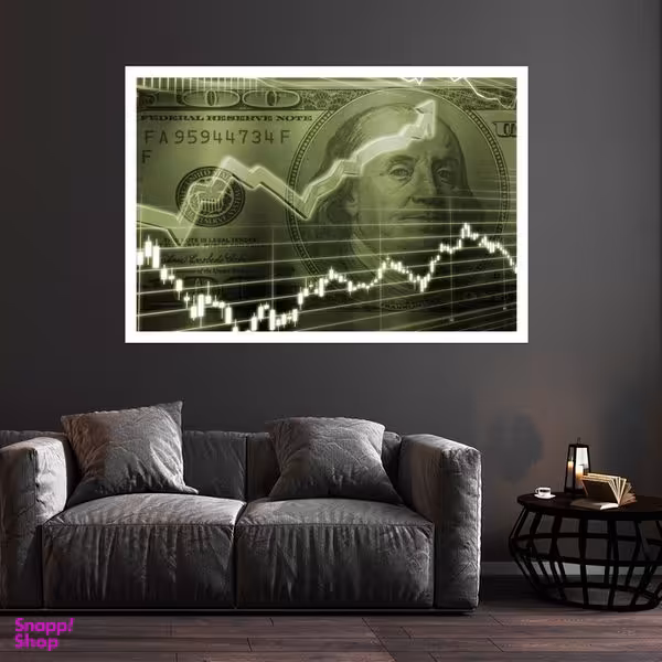 تابلو بکلیت طرح بازار مالی و دلار مدل قاب شاسی W-s9621