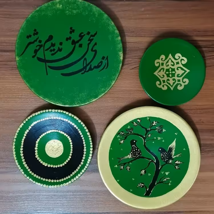 ست دیوارکوب سبز طلایی دیوارکوب سفال